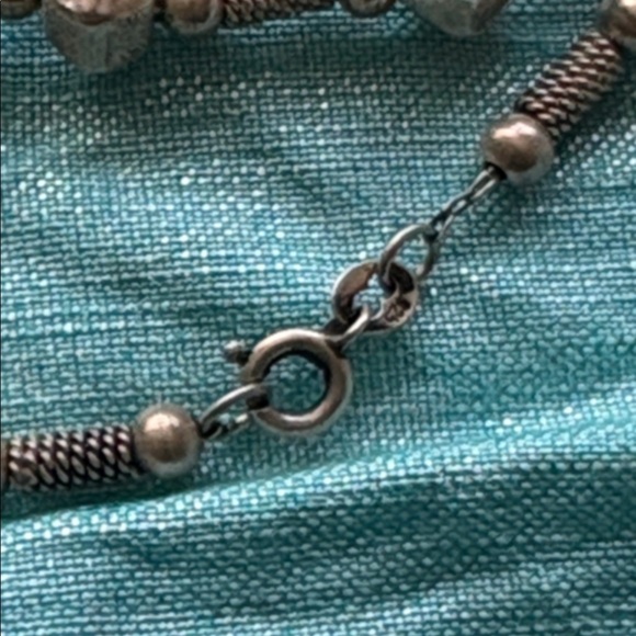 Elegant Ancient Geometric Sterling 925 Beaded Necklace 24” Byzantine 34g Heavy - Picture 3 of 6